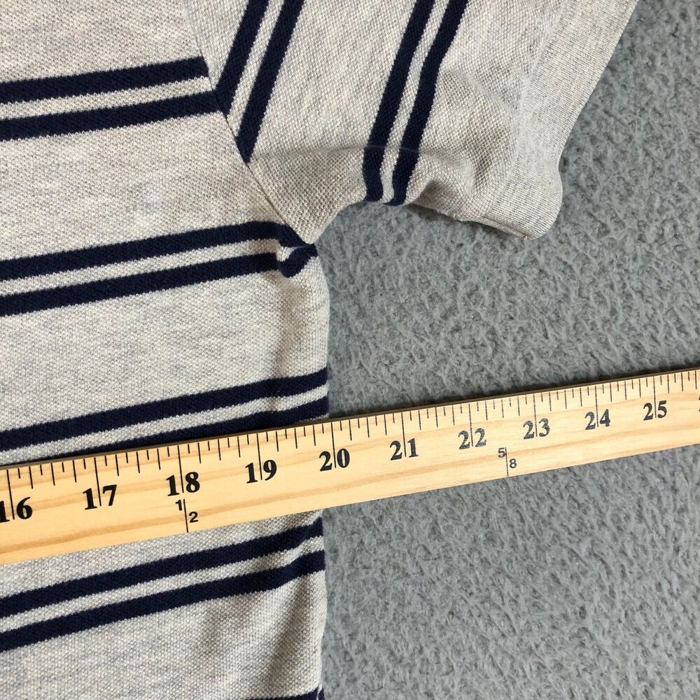 Polo Ralph Lauren Shirt Adult Medium Gray Striped Dad Pony Logo Preppy Men Slit - Picture 8 of 9
